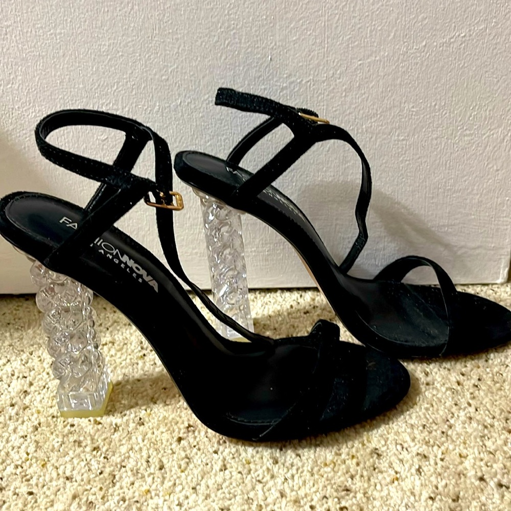 Fashion Nova Clear Twisty Peep Toe Heel